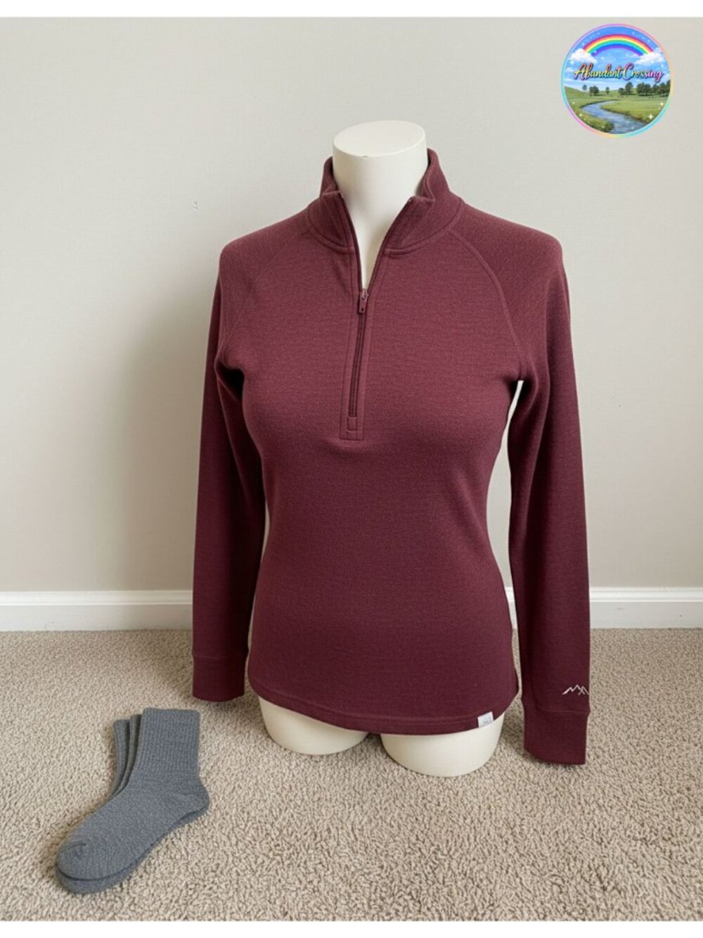 100% Merino Wool Quarter Zip Sweater Women - Thermal Base Layer